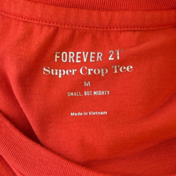 Forever 21 Bold Red Orange Super Crop Tee Size M - Picture 3 of 5